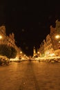 Beautiful night cityscapes of streets and buildings of Gdansk city