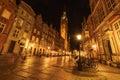 Beautiful night cityscapes of streets and buildings of Gdansk city