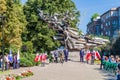 GDANSK, POLAND - SEPTEMBER 1, 2016: Commemorating of Defence of the Polish Post Office on September 1, 1939. Monument to Royalty Free Stock Photo