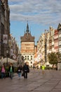 Gdansk, Poland - september 17, 2017: Dluga street  of Gdansk in sunny summer day Royalty Free Stock Photo