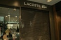 Gdansk Poland, September 2022. LACOSTE Closed retail clothing stores in Forum Shopping Center. Global clothing brands