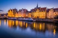 Gdansk,Poland-September 19,2015:The old town in Gdansk at dusk Royalty Free Stock Photo