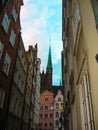 Gdansk, Poland - 29 September 2012: View of beautiful houses on the street in the city center