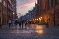 Gdansk,Poland-12.30.2018: view of illuminated main street of Gdansk old town