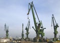Gdansk shipyard construction cranes aka Stocznia Gdanska Poland