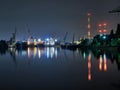 Gdansk shipyard at night