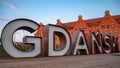 Gdansk sign at sunrise.