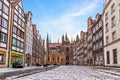 Gdansk street and the Royal chapel view in winter, Poland Royalty Free Stock Photo