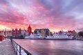 Gdansk sunset on the Moltawa enbankment, Poland Royalty Free Stock Photo