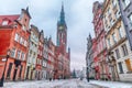 Gdansk Town Hall in winter, Poland, morning view Royalty Free Stock Photo