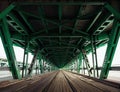 Gdanski metal bridge with rail tracks