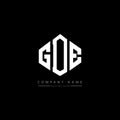 GDE letter logo design with polygon shape. GDE polygon and cube shape logo design. GDE hexagon vector logo template white and Royalty Free Stock Photo