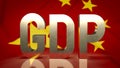 The Gdp gold on china flag for Business concept 3d rendering