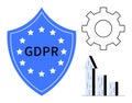 GDPR Compliance Shield with Gear and Growth Chart Representing Data Security and Business Progress Royalty Free Stock Photo