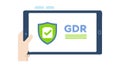 GDPR Compliance on Tablet, Data Privacy Regulation, vector design Generative AI Royalty Free Stock Photo