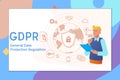 GDPR concept, general data protection regulation illustration with icons for web banner.Vector illustration Royalty Free Stock Photo