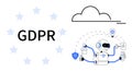 GDPR Concept with Robot Managing Privacy, Security, and Data Compliance in a Digital Cloud Context Royalty Free Stock Photo