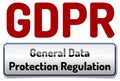 GDPR - General Data Protection Regulation. Glossy banner with sh