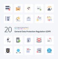 20 Gdpr Flat Color icon Pack like document secure data processor secure