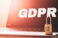 GDPR General Data Protection Regulation Business Internet Technology Concept. GDPR background with a GDPR word on the laptop and Royalty Free Stock Photo