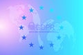 GDPR - General Data Protection Regulation. Dotted Europe map and flag. Protection of personal data. Vector illustration.