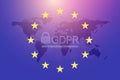 GDPR - General Data Protection Regulation. Dotted Europe map and flag. Protection of personal data. Vector illustration.