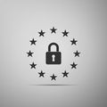 GDPR - General data protection regulation icon isolated on grey background. European Union symbol. Security, safety Royalty Free Stock Photo