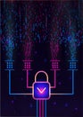 GDPR - General Data Protection Regulation and lock on background of matrix code.