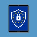 GDPR - General Data Protection Regulation on digital tablet screen Royalty Free Stock Photo