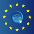 Word abbreviation GDPR, apply button with mouse white pointer