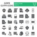 Gdpr glyph icon set, general data protection regulation symbols collection, vector sketches, logo illustrations Royalty Free Stock Photo