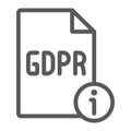 Gdpr info line icon, personal and privacy, information sign, vector graphics, a linear pattern on a white background.