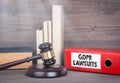 GDPR and lawsuits. Wooden gavel and books in background Royalty Free Stock Photo