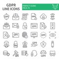 Gdpr line icon set, general data protection regulation symbols collection, vector sketches, logo illustrations, security Royalty Free Stock Photo