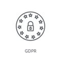 GDPR linear icon. Modern outline GDPR logo concept on white back