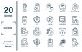 gdpr linear icon set. includes thin line address, cookie, data storage, documentation, complaint, profiling, data protection icons