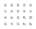 GDPR privacy policy icons in thin line style.