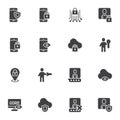 GDPR privacy vector icons set