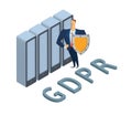 GDPR, RGPD, DSGVO concept illustration. General Data Protection Regulation. The protection of personal data. Server and