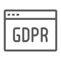 Gdpr site line icon, webpage and website, browser sign, vector graphics, a linear pattern on a white background.