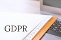 GDPR text on index file folder and laptop Royalty Free Stock Photo