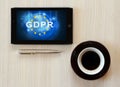 Gdpr text on tablet screen Royalty Free Stock Photo