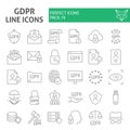 Gdpr thin line icon set, general data protection regulation symbols collection, vector sketches, logo illustrations Royalty Free Stock Photo