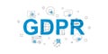 GDPR vector banner. Word with line icon.