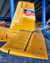 GDR flag on a agricultural airplane in yellow