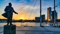 Marina and one of the tallest buildings in Poland, Sea Towers in Gdynia Royalty Free Stock Photo