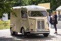 Gdynia, Poland - July 2022: Citroen H Catering vintage van sells ice cream on the waterfront in Gdynia. landmark in the popular