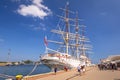 Gdynia, Poland - June 8, 2019: Polish maritime museum ship Dar Pomorza at the Baltic Sea in Gdynia. This Polish sailing frigate Royalty Free Stock Photo