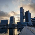 Marina and one of the tallest buildings in Poland, Sea Towers in Gdynia Royalty Free Stock Photo