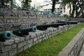 Ancient ship cannons in the Naval Museum in Gdynia. Poland. Royalty Free Stock Photo